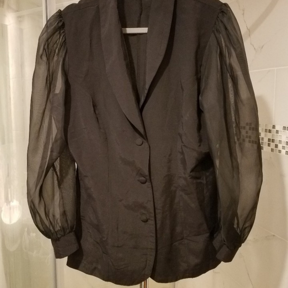 Vintage size L black sheer arms blazer